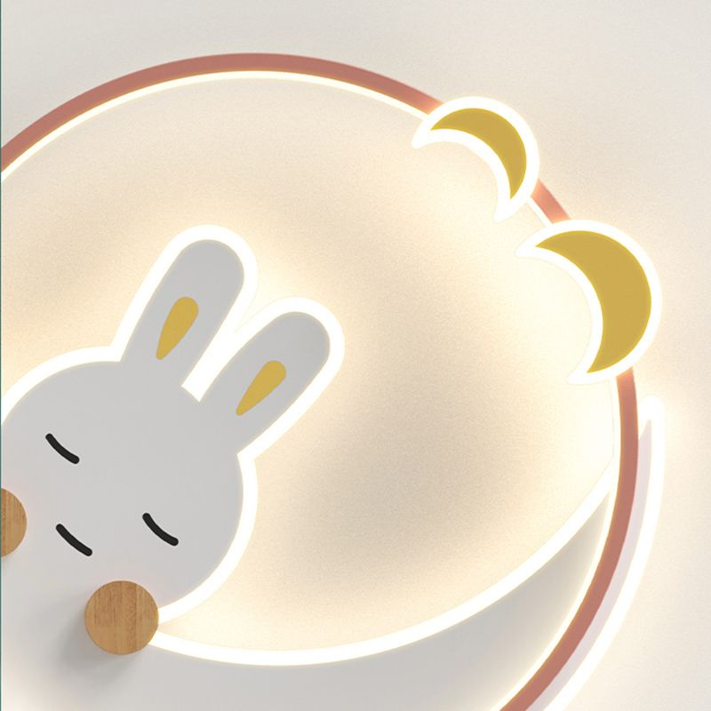 Plafonnier LED à 1 lumière en forme de lapin en métal pour chambre d'enfant