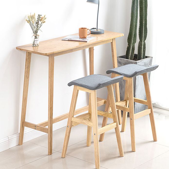 Rectangle Solid Wood Counter Height Table Modern Trestle Base in Brown and Natural