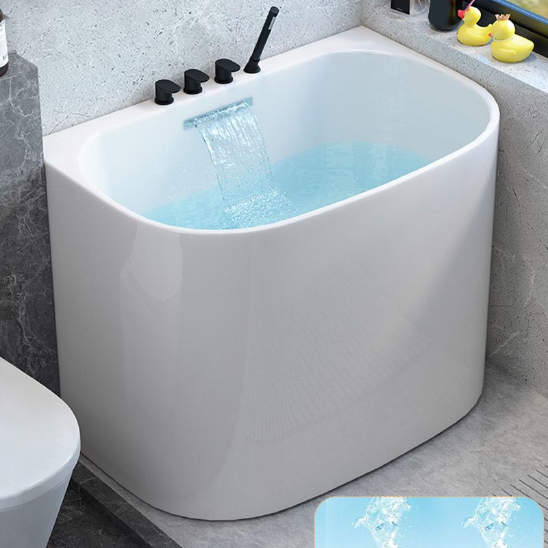 Modern Corner White Acrylic Bathtub Back to Wall with Drain Bath Tub