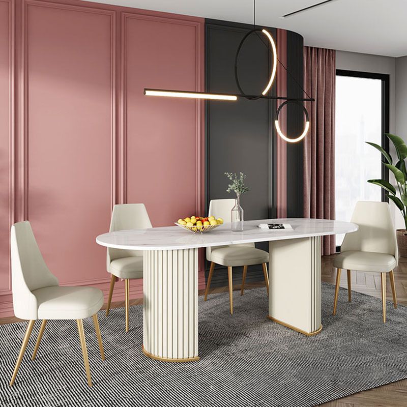 Nordic Glam Rectangle Sintered Stone Table Set 1/2/5/7 Pieces Dining Set