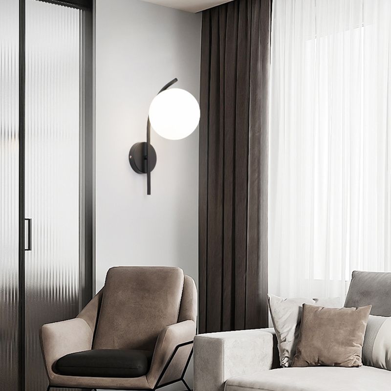 Casa de pared de lámpara de vidrio contemporánea 1 cabezal de metal de metal lámpara montada en la pared