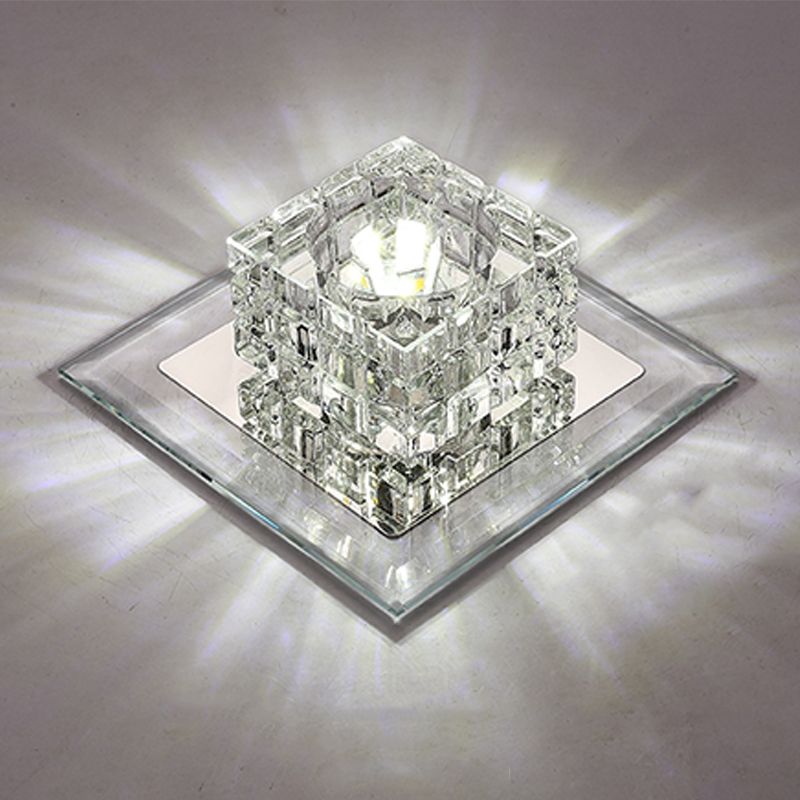 Zeitgenössische geometrische Deckenleuchte aus Kristallglas mit Loch 3'' Durchmesser