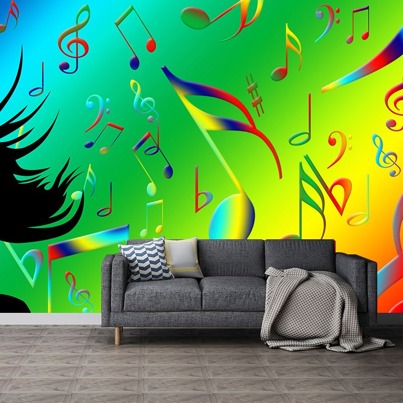 Modern Style Wall Mural Wallpaper Musical Notes Bedroom Wall Mural