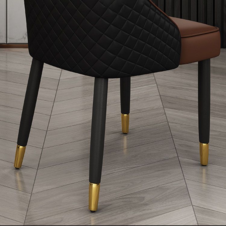 Glam Wood Dining Armless Chair Faux Leather Dining Chair for Home Use