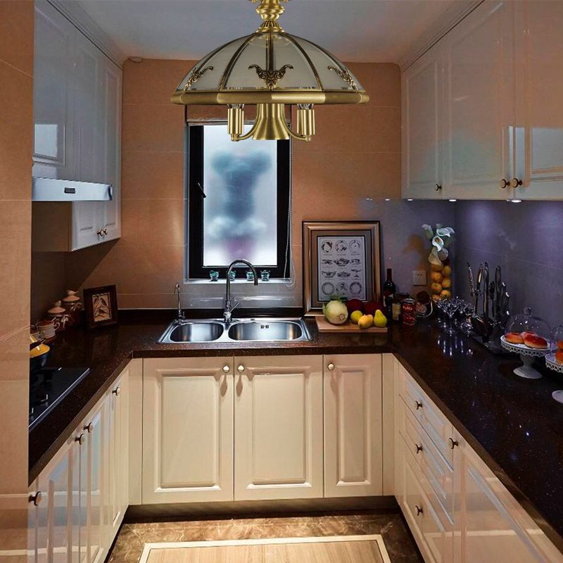 5 Bulbs Sheep/Oval Ceiling Light Fixture Vintage Brass Mouth Blown Opal Glass Semi Flush Mount Lighting for Bedroom