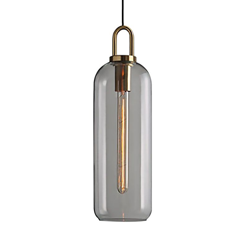 1 Pendre de salle à manger légère avec kit de lampe suspendue post-moderne en verre transparent / fumé, 5 "/ 6" de largeur