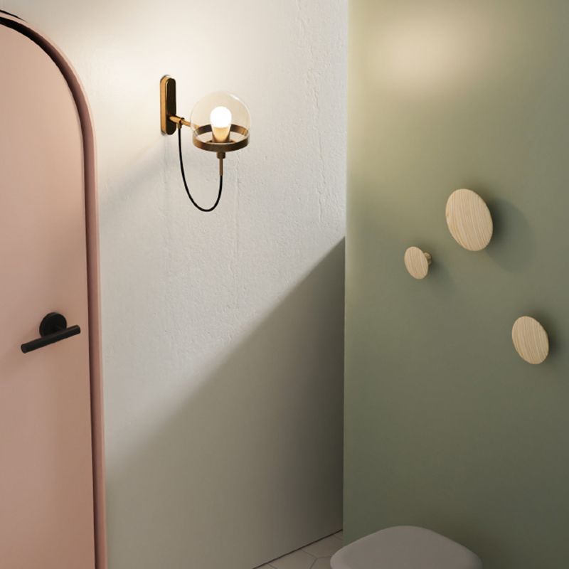 1 Light Ball Wall Mounted Light Fixture Industrial Style Glass Wall Lighting Ideas Lights