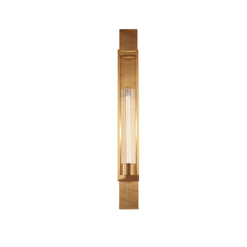 Metalen rechthoek wand SCONCE verlichting Luxe 1-bol woonkamer wandlicht in goud met cilinder heldere glazen schaduw