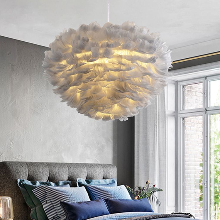 Feather Hanging Lights Modern Style Pendant Light Kit for Living Room Bedroom