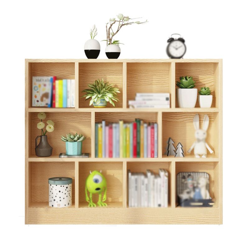 2/3-Shelf Natural Modern Bookshelf Pine Wood Geometric Closed Back Bookshelf