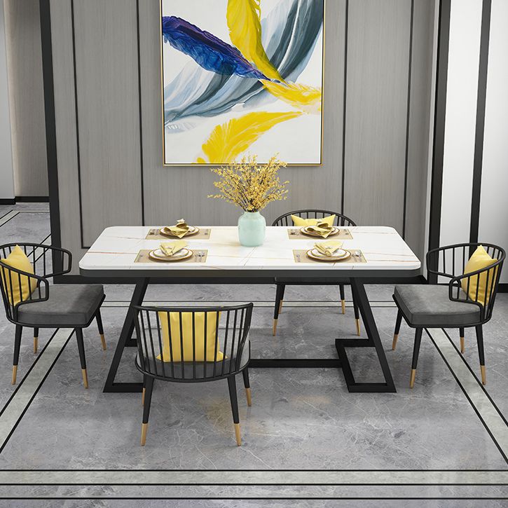 Modern 1/2/5/7 Pieces Dining Set White Stone Top Dining Furniture