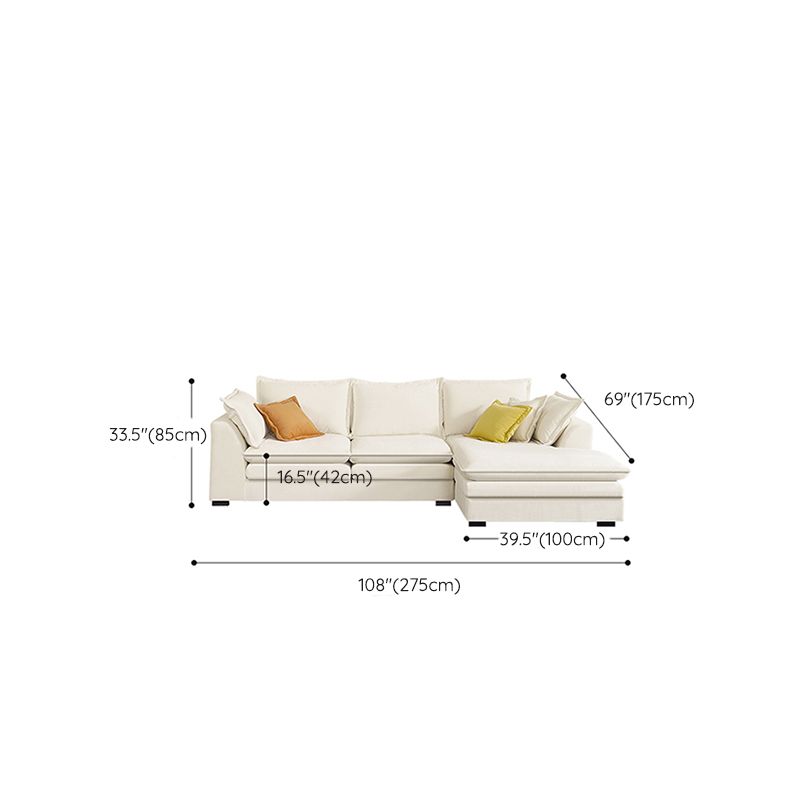 Contemporary Velet Sofa with Pillow Back and Square Arm in Wood