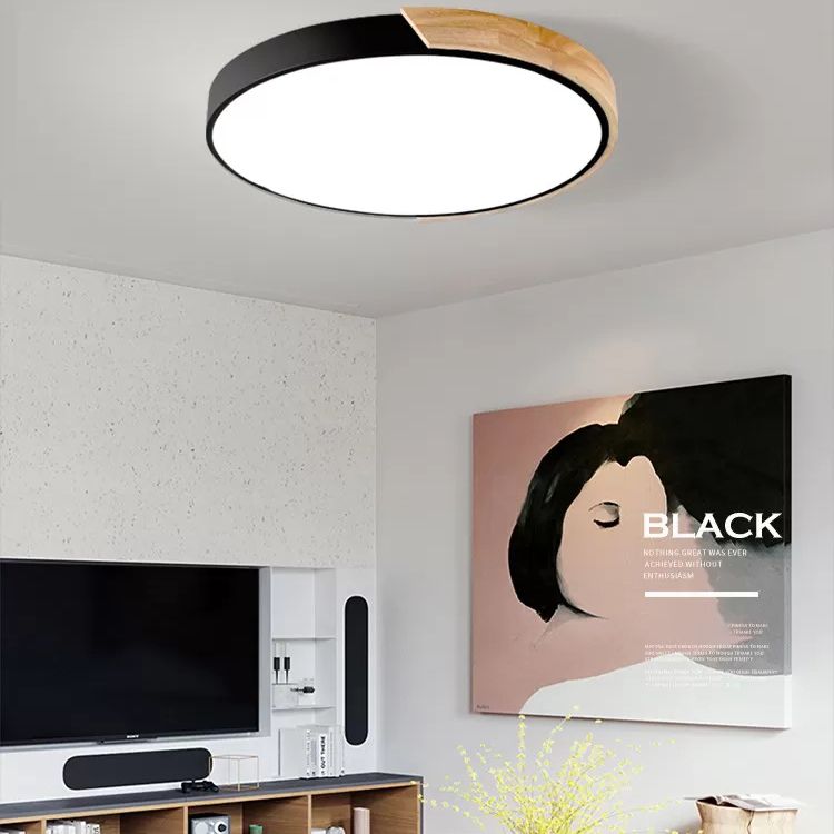 Metal Circular Flush Mount Light Fixture Macaron Style LED Flush Ceiling Light Fixture