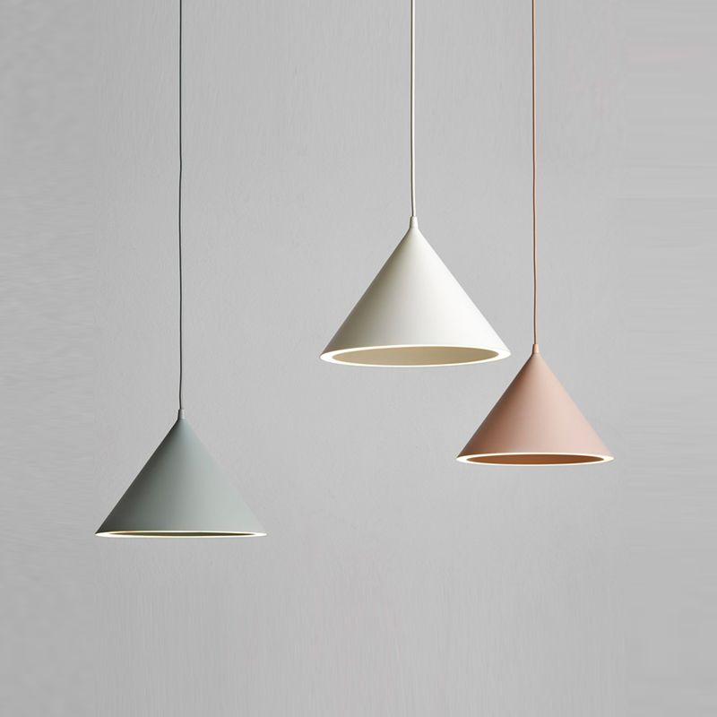 Cone Shape Hanging Light Modern Macaron Style Metal 1 Light Hanging Lamp for Living Room