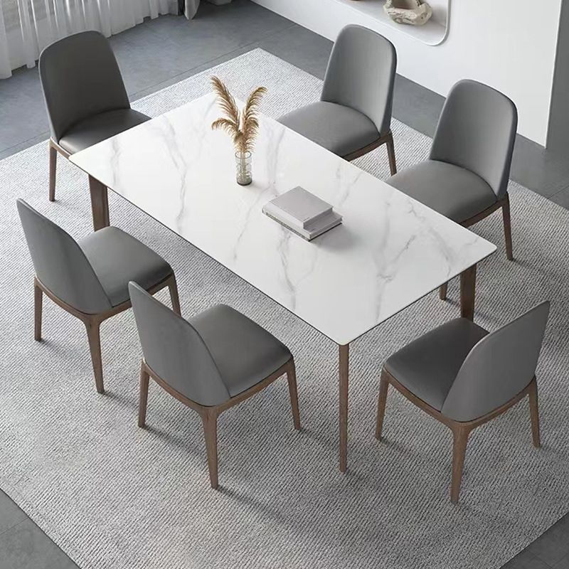 Industrial Style Dinner Table Stone Rectangle Dining Site Table in White