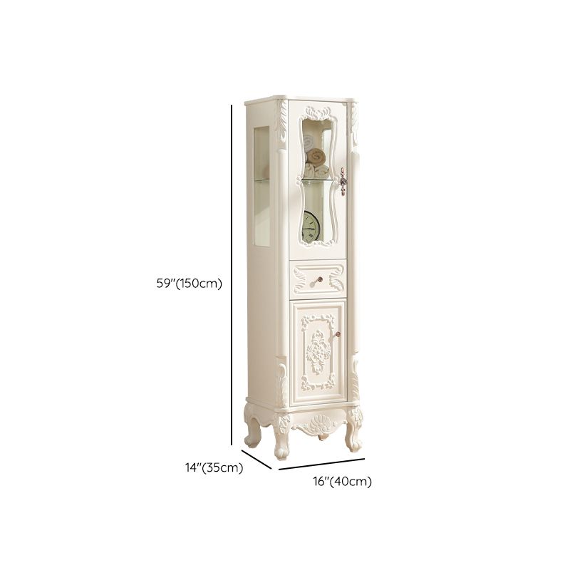 Modern Standard Accent Cabinet White Solid Wood Cabinet with Doors