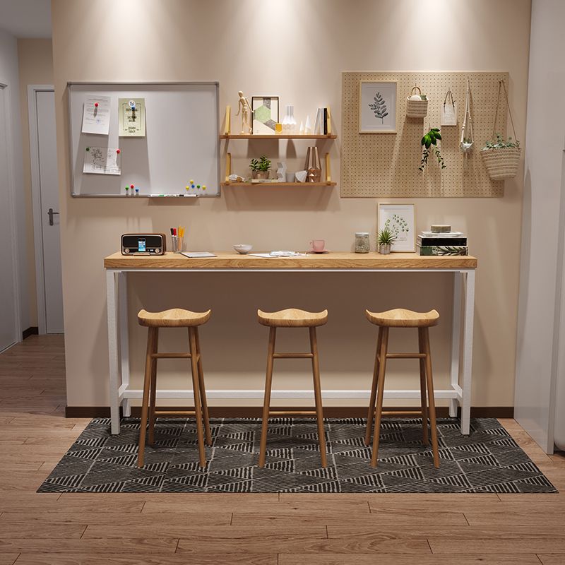 Industrial Style Bistro Bar Desk Pine Solid Wood Rectangle Bar Dining Table for Indoor