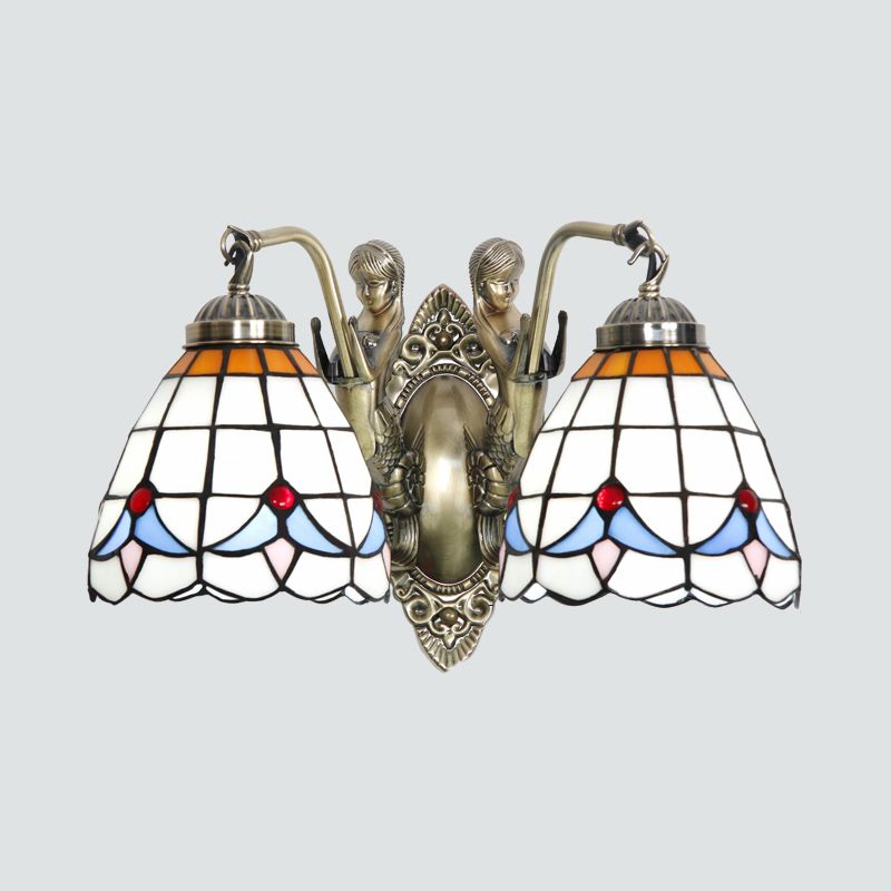 Glockenschirm-Wandleuchte, Buntglas-Vintage-Wandleuchte mit Meerjungfrau-Dekor