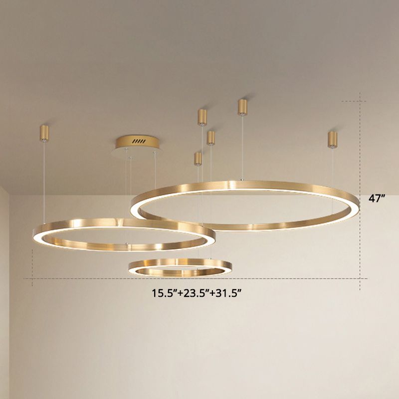 Acrylic Tiered Ring LED Ceiling Lighting Modern Style Gold Chandelier Light Fixture for Living Room