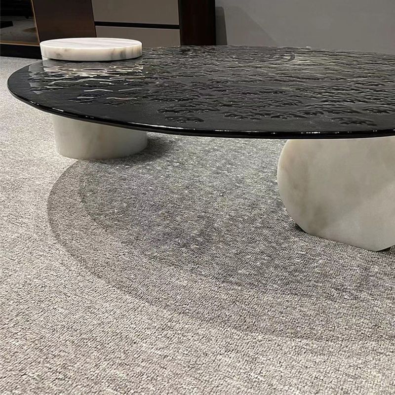 Tropical Round Cocktail Table Glass Pedestal Single Coffee Table