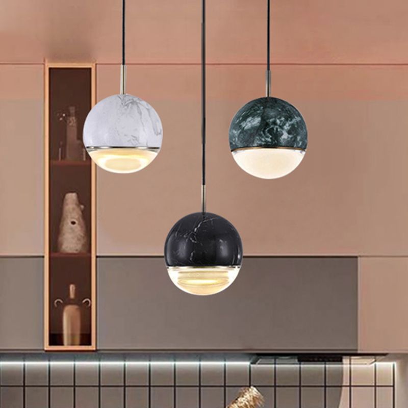 Dome Pendant Light Simplicity Marble Single-Bulb Dining Room Suspension Light Fixture