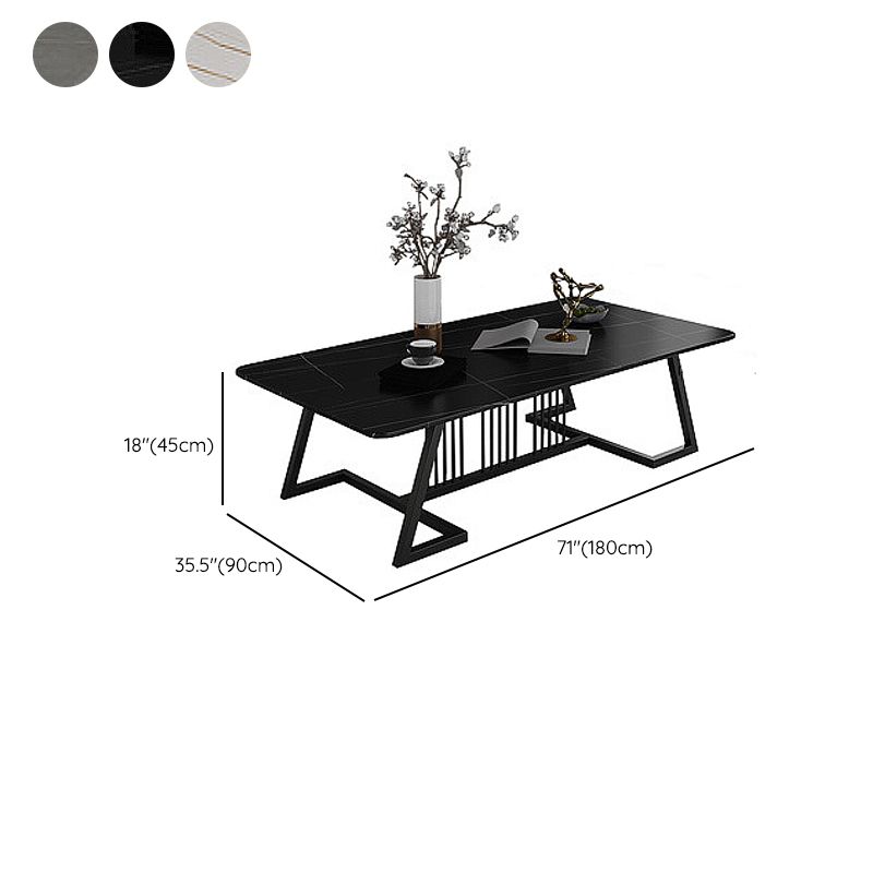 Rectangular Slate 1 Single Coffee Table 17.7-In High Frame Cocktail Table