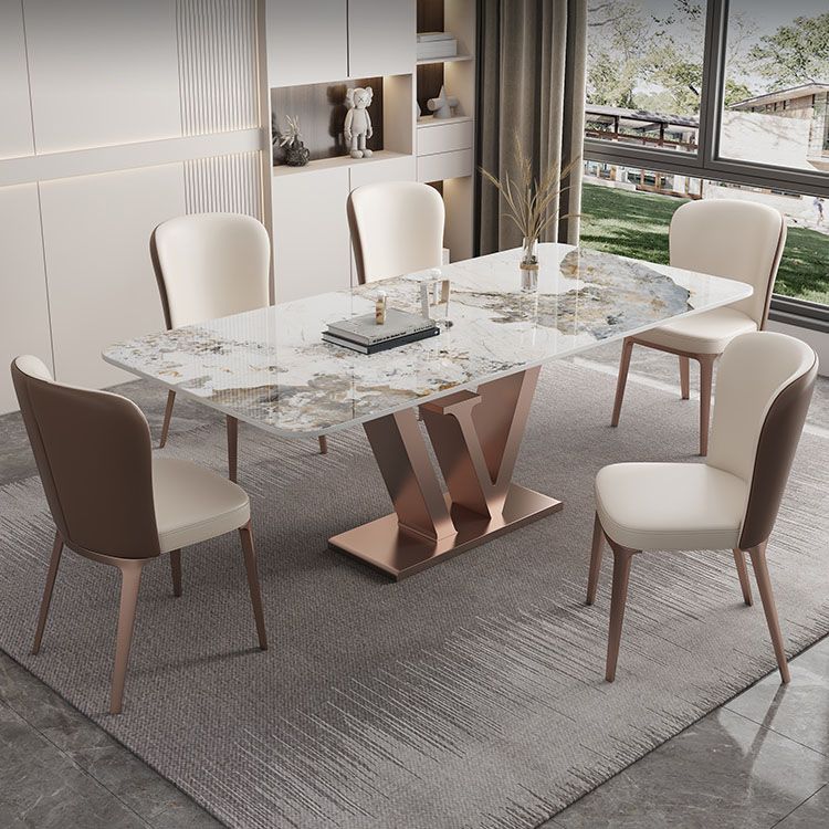 Stone Nordic 1/2/5/6 Pieces Dining Set with Leather Chairs Dining Furniture