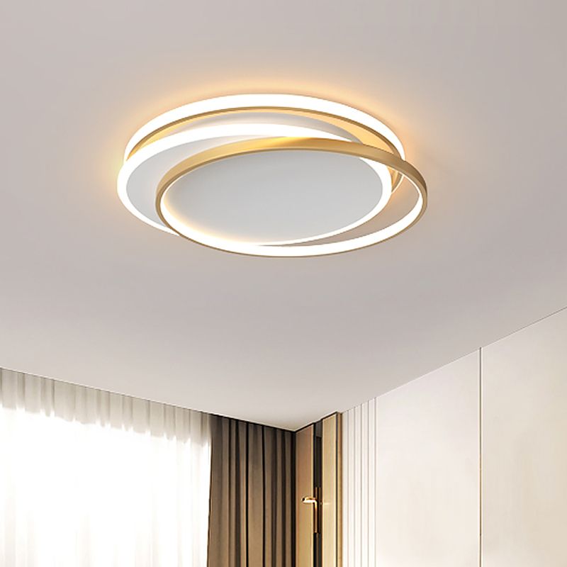 Plafonnier à boucle dorée Simplicity en acrylique, éclairage encastré à LED de 18 "/ 22" de large en lumière chaude/blanche