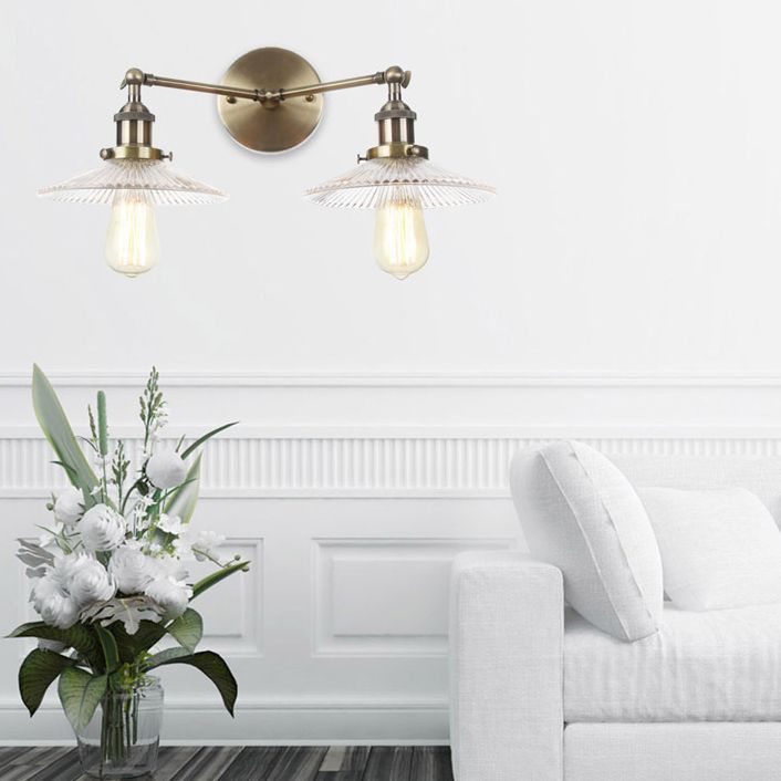 Industrial Vanity Lights Glass 2-Light Vanity Light Fixtures