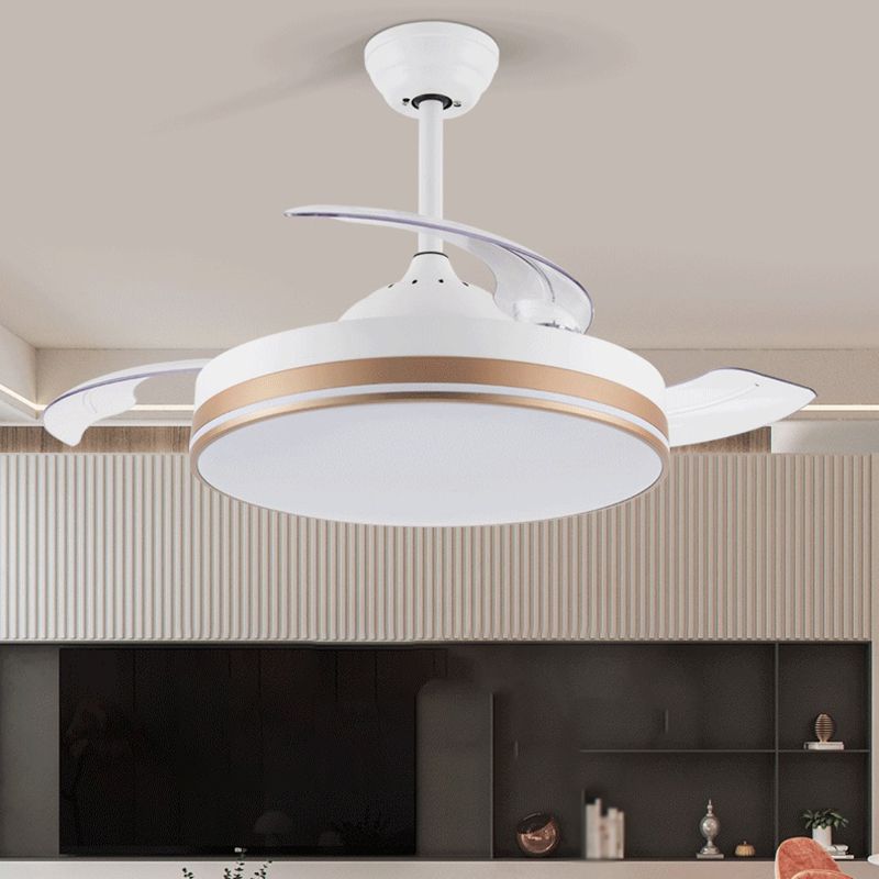 Modernism Interior LED Fan Light White Retractable Fan Blades Ceiling Fan