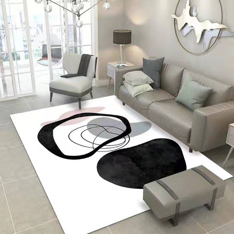 White Modern Rug Polyester Plant Rug Washable Rug for Living Room