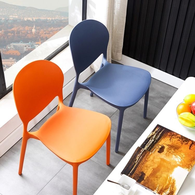 Plastic Open Back Dining Chair Indoor-Outdoor Stackable Side Chair