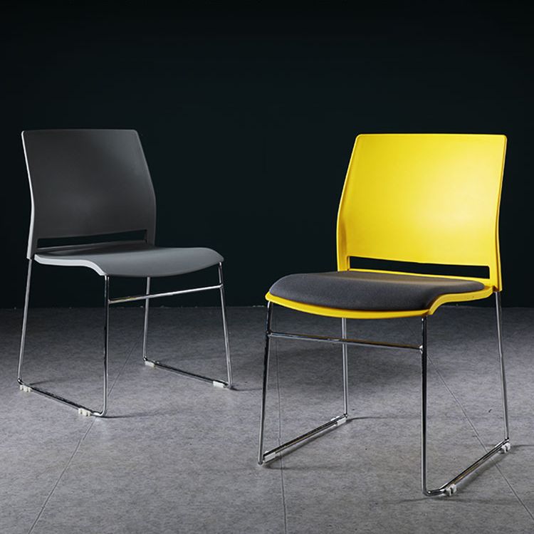 Modern Style Task Chair Plastic Armless Office Chair with Metal Legs