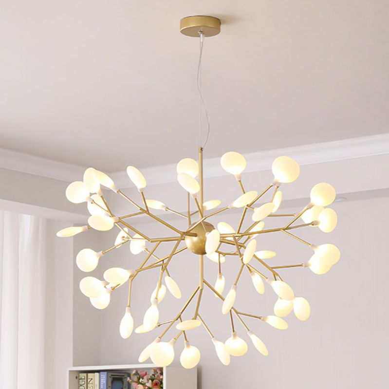 Metal Branch Shape Chandelier Nordic Style Fireflies Hanging Lamp for Restaurant