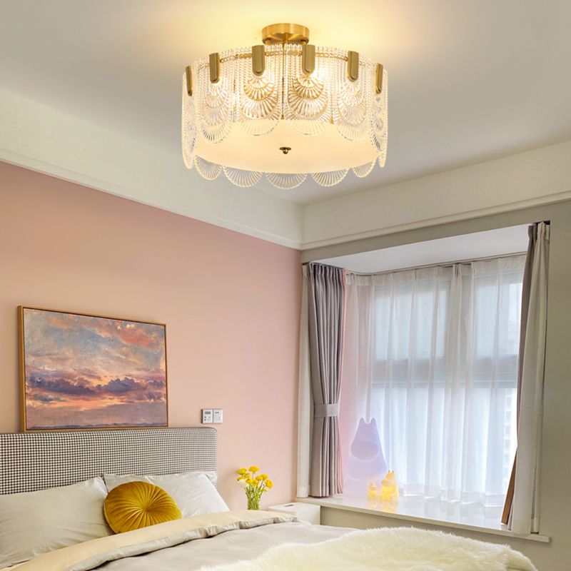 Modern Ceiling Lamp Household Simple Glass Flush Mount Light Fixture for Bedroom
