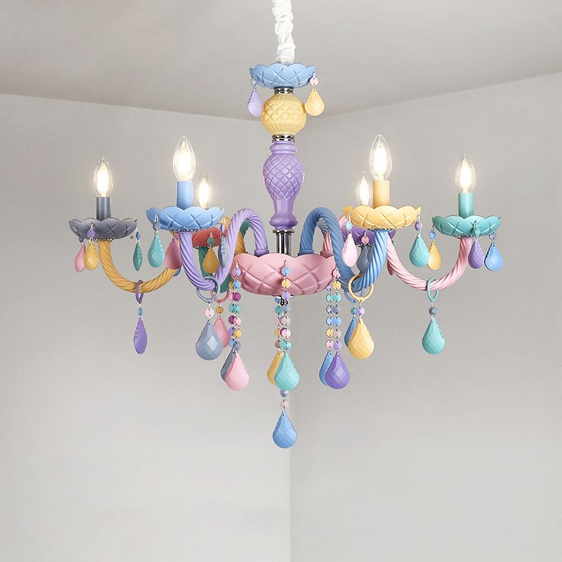 Multi Light Candle Branch Hanging Pendant Modern Style Crystal Hanging Lighting