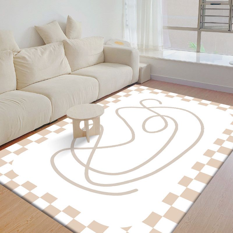 Light Brown Cactus Rug Polyester Simple Rug Stain Resistant Rug for Drawing Room