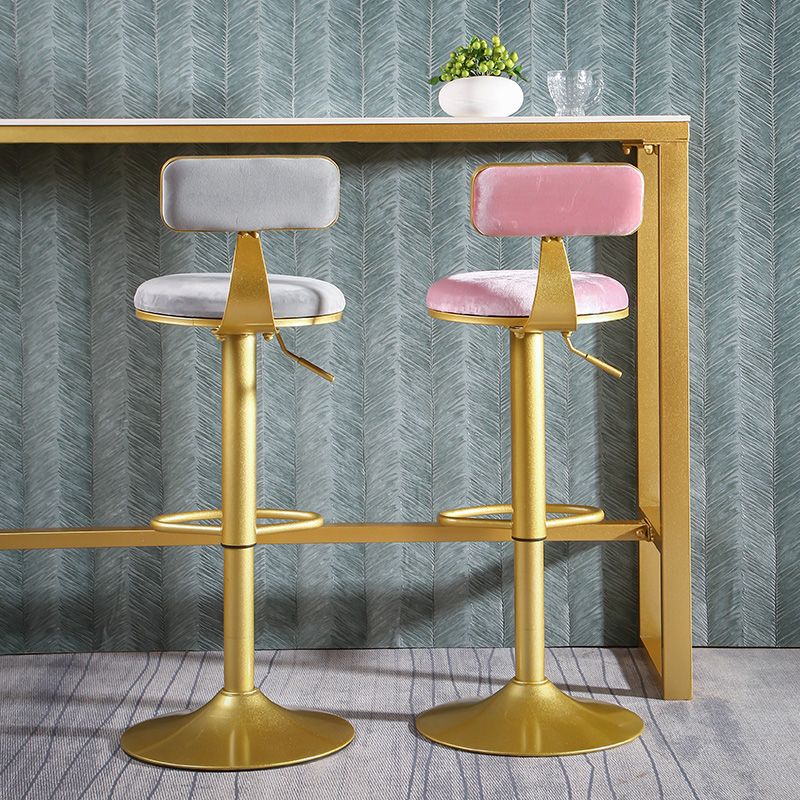 Glam Style Upholstered Counter Stool Armless Adjustable Height Bar Stool