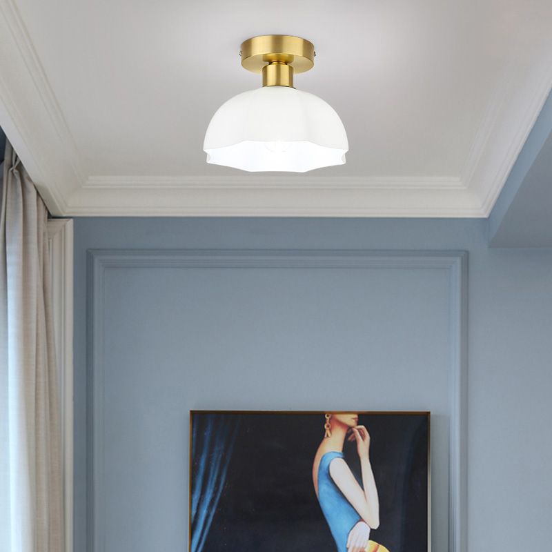 Modern Ceiling Light 1-Light Ceiling Mount Lamp with Glass Shade for Bedroom