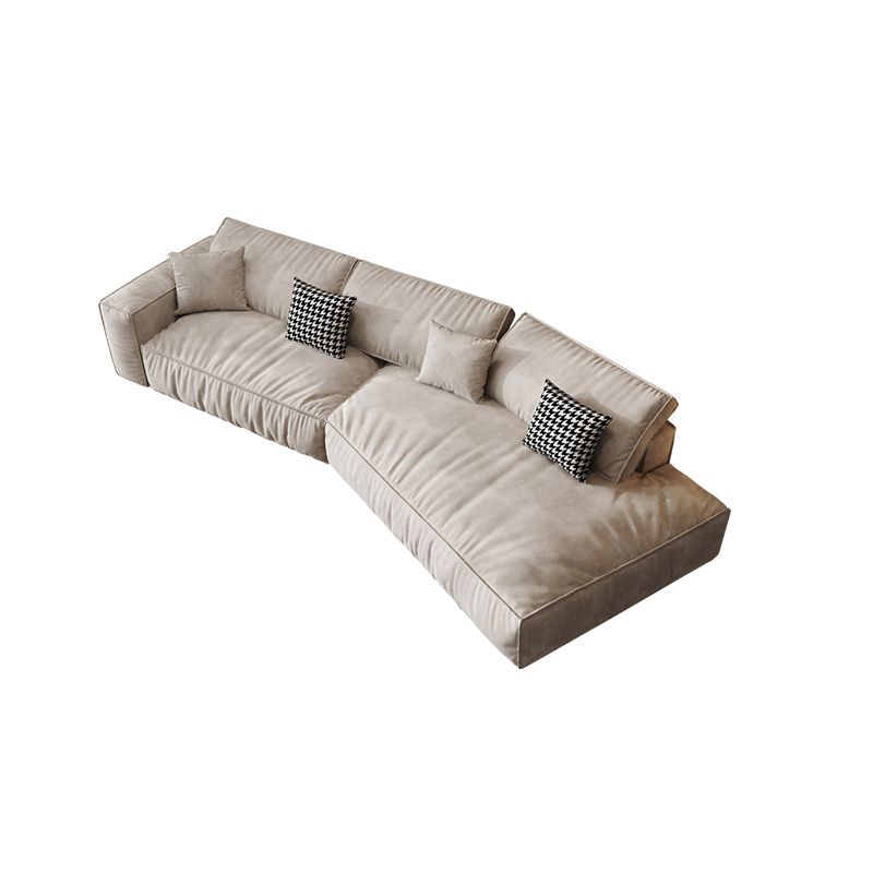 Single Side Armrest with Pillow Back Sofa Bed Cream Cloth Art Sofa