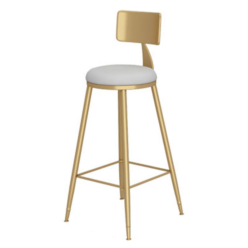 Gold Metal Dining Stools Glam Round Bar Stools with Footrest
