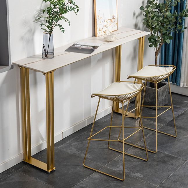 Glam Marble Counter Table with Rectangle Table Top Sled Table - 41.3" H