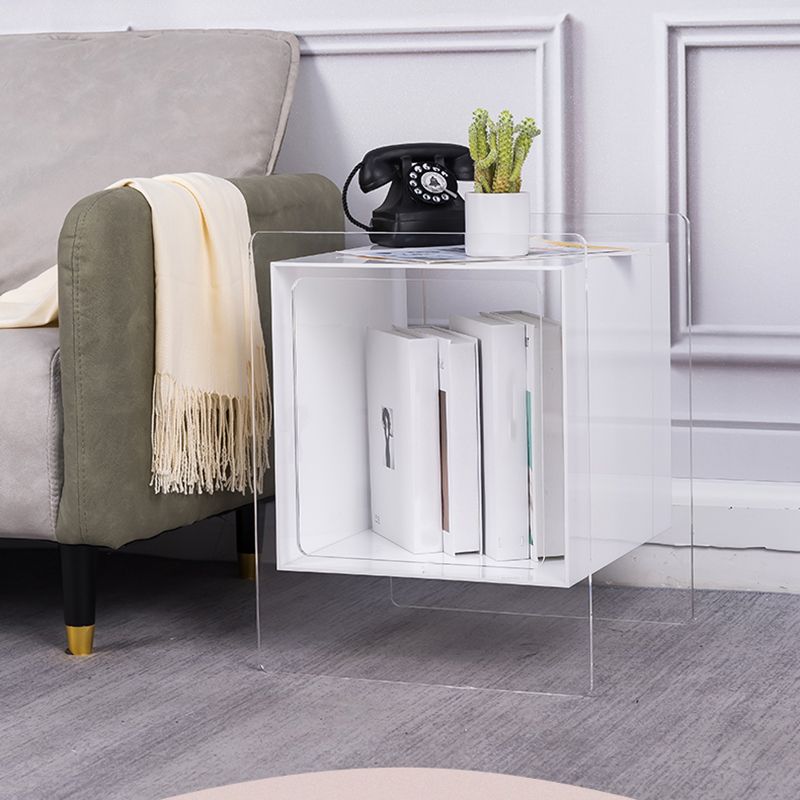 Modern Square End Table Double Tier Corner Table with Storage