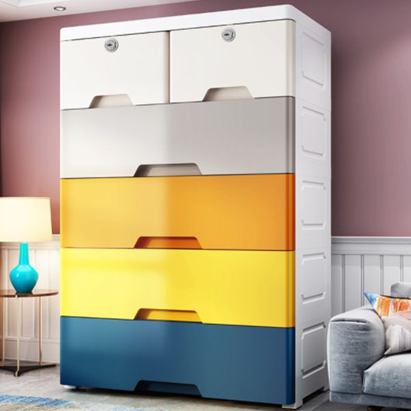 Contemporary Style Wardrobe Plastic Bedroom Wardrobe Closet With Drawers