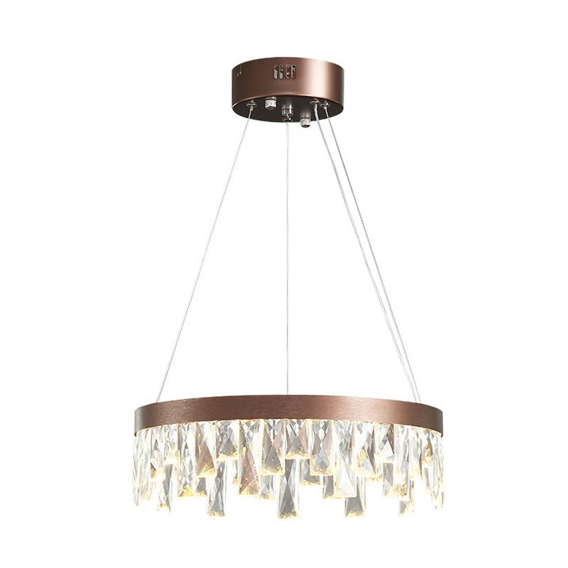 Ring Wohnzimmer hängen Kronleuchter Lichtkristall Block LED zeitgemäße Aufhängung Licht in Braun, 16 "/23,5" /31,5 "breit
