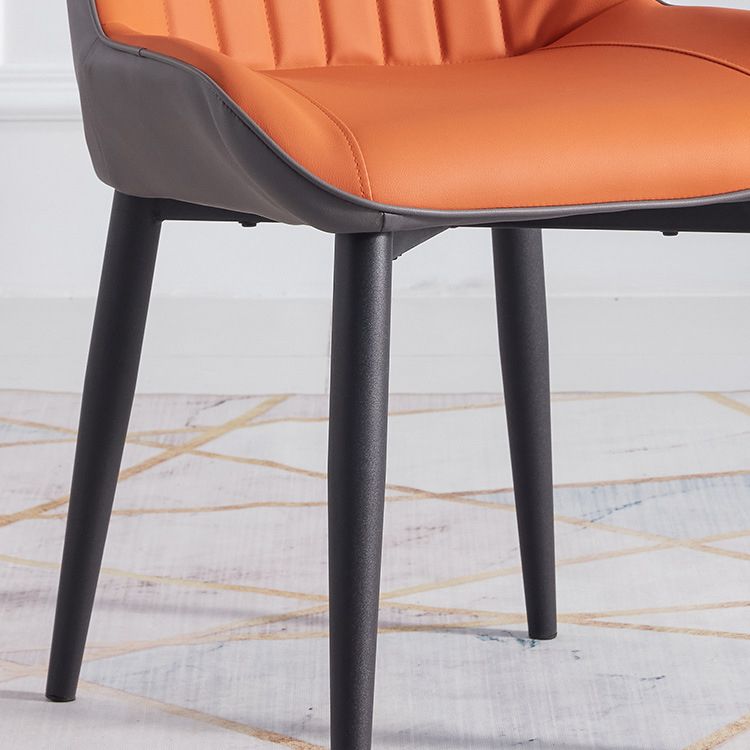 Leather Dining Side Chair Modern Indoor Wingback Chair with Black Legs