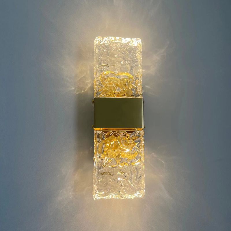 Single Golden Contemporary Wall Mounted Sconce Rectangle LED Wall Light