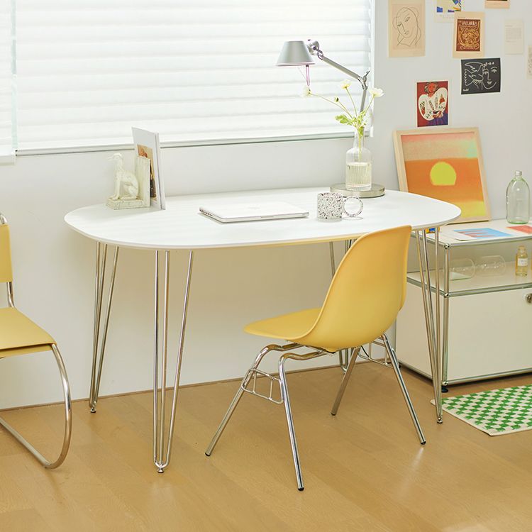 Sintered Stone Modern White Table for Restaurant Oval Dining Table with 4 Legs