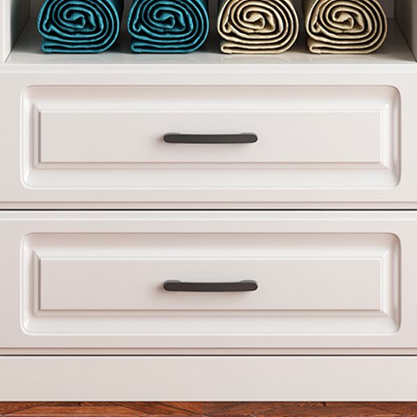 White Hinged Wardrobe Armoire with Garment Rod Modern Wardrobe Closet