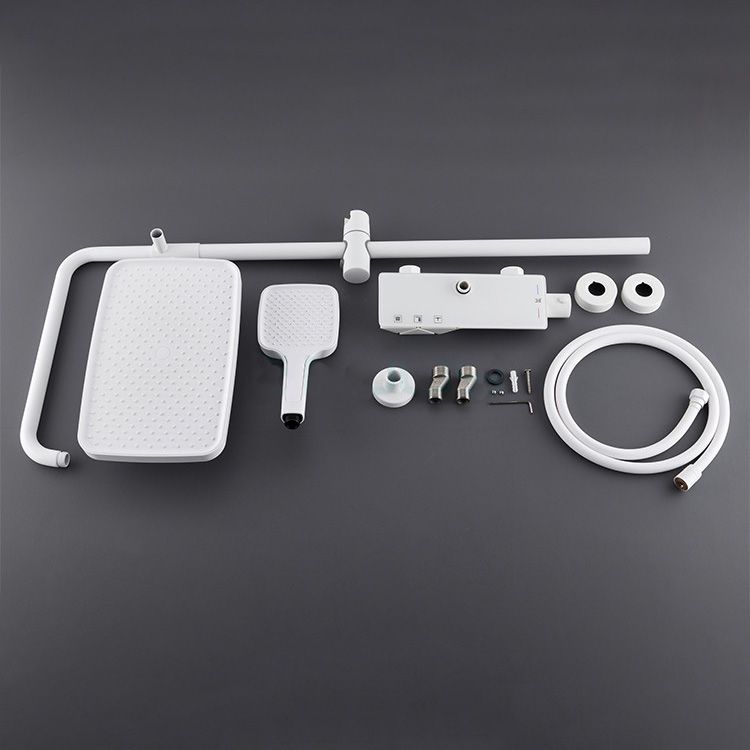 Wall Mounted Modern Square Metal Shower Adjustable Shower Head Shower Faucet